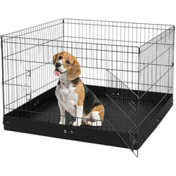 Parc pour Chien 91x91x61 cm Enclos Chat Chiot Pliable 4 Panneaux, Cloture deExercice en Metal avec Porte, Tapis en Tissu Oxford 600D, pour Petits