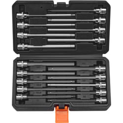 VEVOR Jeu de Douilles Hexagonales Extra Longues 18PCs, Entrainements 3/8 po (9,5 mm), SAE 1/8-3/8 po (3,2-9,5 mm) et Metriques 3-12 mm, en Acier