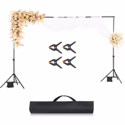 Support Toile de Fond 198 x 300 cm, Kit Support Fond Photo Taille Reglable, en Acier au Carbone, Portable, avec 5 Barres Transversales, pour Mariage