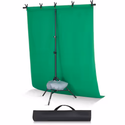 Support Toile de Fond 154 x 198 cm, Kit Support Fond Photo Reglable, en Acier au Carbone, Portable, avec 3 Barres Transversales, pour Ecran de