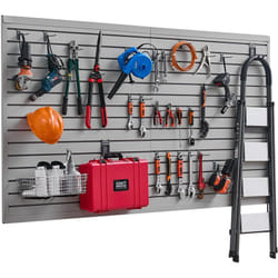 Panneau a Lattes Mural Garage, 1225 x 2450 mm, Panneau Rangement Outils pvc avec Accessoires, Porte-outils Muraux avec Crochets pour Affichage,