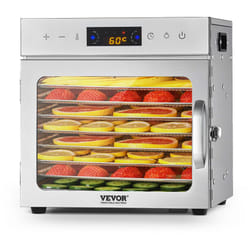 Deshydrateur alimentaire, 8 plateaux en acier inox, sechoir electrique aliments 400 w, temperature reglable, minuterie 24 h, lyophilisateur pour
