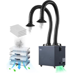 Extracteur de Fumee de Soudure, 275 w, Absorbeur de Fumee de Soudage sans Balais 2 Tuyaux, Aspiration 380 m³/h, avec Filtre a 4 Etages 10 Vitesses,