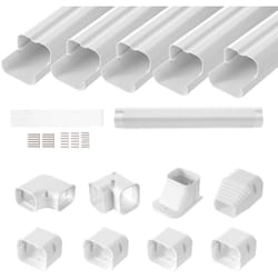 Couverture de mini-ligne divisee, 75 mm largeur 3110 mm longueur, couvercle de conduite decoratif en pvc pour climatiseurs avec 5 conduits droits,
