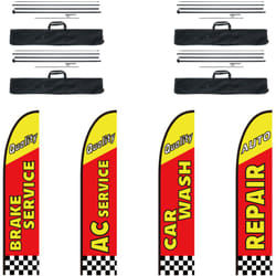 Vevor - Kit mats de drapeau avec drapeaux plumes publicitaires, 4 drapeaux pour reparation automobile, 4 poteaux, 4 piquets de sol, hauteur totale