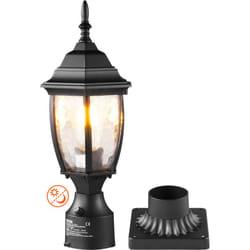 Lampadaire exterieur, 400 mm, luminaire etanche avec base de montage sur pilier 9 cm, abat-jour verre, eclairage anti-foudre du crepuscule a laube
