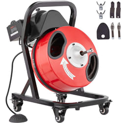 Vevor - Machine de nettoyage de drain 50FT x 1/2 pouce, tariere deegout a alimentation manuelle sur roues - avec 4 coupeurs et interrupteur a pedale
