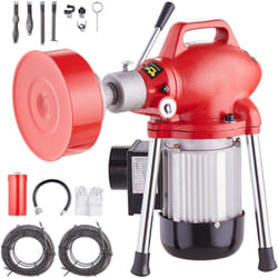 Machine de nettoyage de drain sectionnelle Vevor 120FT x 5/8 pouces, tariere electrique de serpent deegout de 370W a alimentation manuelle - avec 3