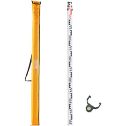 Tige de mesure telescopique metrique 3 m, mire telescopique de mesure double face en cm/mm regle en alliage dealuminium avec niveau a bulle et sac de