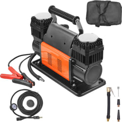 VEVOR Compresseur deair robuste 12 V, gonfleur de pneus portable a double cylindre, 300 L/min, kit de gonflage de pneus, 10,3 bar, avec adaptateurs, pour camions, voitures, SUV, 4 x 4, camping-car