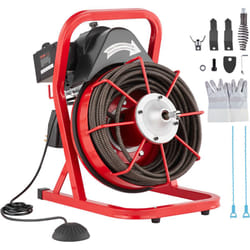 Machine de nettoyage de drain VEVOR 75FT x 1/2 pouce, tariere deegout a alimentation manuelle, machine de nettoyage de drain electrique 370W avec 4