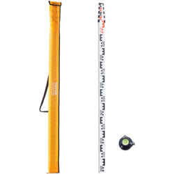 Tige de mesure telescopique metrique 5 m, mire telescopique de mesure double face en cm/mm regle en alliage dealuminium avec niveau a bulle et sac de