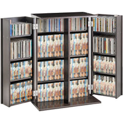 Meuble de rangement multimedia Vevor finition expresso, avec porte et etageres reglables, peut accueillir 576 cd, ideal pour organiser les cd, dvd et