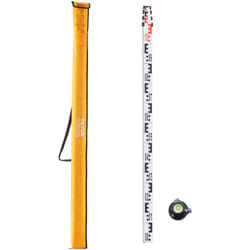 Tige de mesure telescopique metrique 4 m, mire telescopique de mesure double face en cm/mm regle en alliage dealuminium avec niveau a bulle et sac de