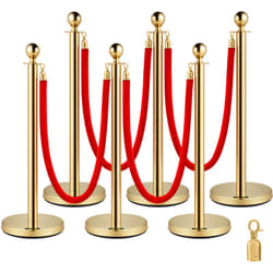 Vevor - Ensemble de 6 pieces en acier inoxydable dore avec cordon extensible rouge, 38'' - Ideal pour une utilisation interieure et exterieure