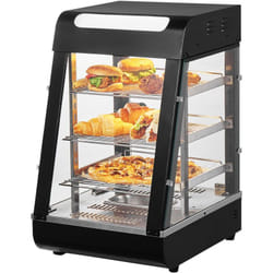 Vevor - Vitrine Chauffante Commerciale a 3 Niveaux, Presentoir a Chaud 1000 w, avec Lumiere, Etagere Reglable et Affichage de la Temperature,