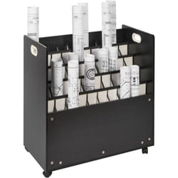 Vevor - Support de rangement mobile pour plans, chariot en bois a 50 emplacements pour cartes, plans et affiches, organisateur de fichiers en rouleau