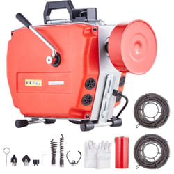 Machine de nettoyage de drain sectionnelle Vevor 120FT x 7/8 pouces, tariere electrique de serpent deegout de 420 w a alimentation manuelle - avec 6