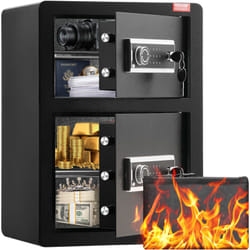 Vevor - Coffre-fort a Double Porte 99 l, Deverrouille par Cle et Mot de Passe, avec Sac Ignifuge, Porte-Cles, Lumiere led et 2 Separateurs Reglables