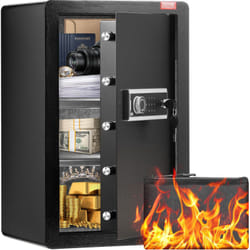 Vevor - Coffre-fort a Porte Simple 113 l, 2 Facons de Deverrouillage, Cle et Mot de Passe, avec Sac Ignifuge, Porte-Cles, Lumiere led et 2 Etageres,