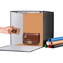 Boite a lumiere studio photo, 50,5x49,5 cm, kit boite photo 3000-5600 k, 3 temperatures de couleur 160 led, 6 toiles de fond, adaptateur secteur,