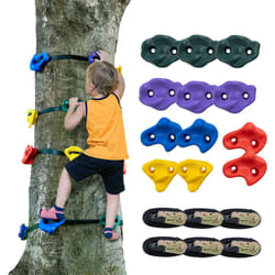 VEVOR Kit deascension dearbre, comprend 12 poignees deescalade et 6 sangles a cliquet securisees, diverses formes et couleurs, convient aux enfants