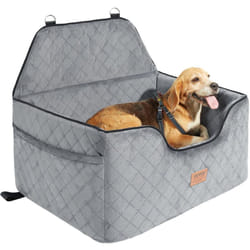 Siege deauto pour chiens moyens et grands 25 kg, siege rehausseur pour chien, avec poche de rangement, laisse de securite a clipser, rembourrage en