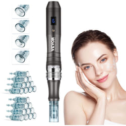 Stylo de Microneedling Visage 20 Aiguilles Jetables, Stylo Derma Electrique Professionnel Appareil de Beaute Dermapen a 6 Vitesses Variables avec