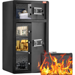 Vevor - Coffre-fort a Double Porte 204 l, Deverrouille par Cle et Mot de Passe, avec Sac Ignifuge, Porte-Cles, Lumiere led et 2 Separateurs Reglables