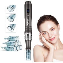 VEVOR Stylo de Microneedling Visage 6 Aiguilles Jetables, Stylo Derma Electrique Professionnel Appareil de Beaute Dermapen a 6 Vitesses Variables