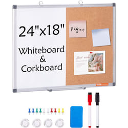 Vevor - Tableau blanc et tableau en liege combine skyshalo 24'x18' avec bordure en aluminium – Tableau deaffichage magnetique a double fonction pour