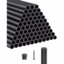 Balustres deEscalier, Lot de 101, Barreaux de Securite Garde-corps Aluminium 19x660 mm, Tige Ronde Creuse Metal, Embouts de Rail et Vis, Barres Rampe