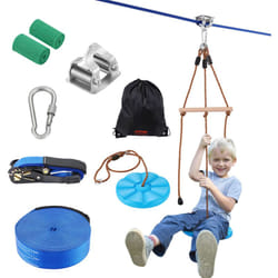 Vevor - Tyrolienne pour Enfants et Adultes 15,8 m, Kit de Tyrolienne Complet Charge 227 kg, Configuration Facile, avec Harnais de Securite en Nylon,