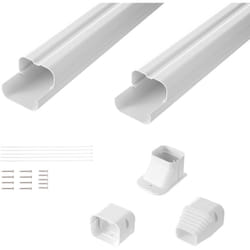 Couverture de mini-ligne divisee, 75 mm largeur 2270 mm longueur, couvercle de conduite decoratif en pvc pour climatiseurs avec 2 conduits droits,