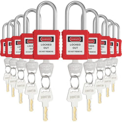 Kit de serrures de verrouillage, 10 pcs, cadenas de verrouillage de securite rouge, avec 2 cles par serrure, conformes a la norme osha, cadenas de