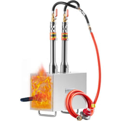 Forge a Gaz Propane Portable, Four de Forge a Gaz Carre avec 2 Bruleurs, Temperature Max 1427 ℃, Outils et Equipements de Forgeage au Gaz en Inox,