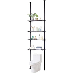 Etagere wc Reglable a 4 Niveaux, Rangement au-Dessus des Toilettes en Acier a Faible Teneur en Carbone, Meuble de Salle de Bain, Assemblage Facile,