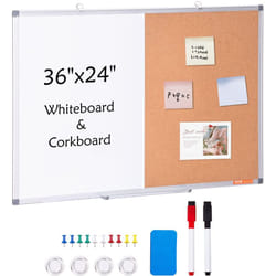 Vevor - Tableau blanc et tableau en liege combine skyshalo 36'x 24' avec bordure en aluminium - Tableau mural magnetique a double fonction pour une