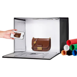 Boite a lumiere studio photo, 41x30x30,5 cm, kit boite photo pro 3000-5600 k, 3 temperatures de couleur, 120 lumieres led, 6 toiles de fond, tissu