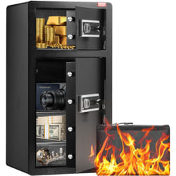 Vevor - Coffre-fort a Double Porte 156 l, Deverrouille par Cle et Mot de Passe, avec Sac Ignifuge, Porte-Cles, Lumiere led et 2 Separateurs Reglables