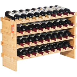 Etagere a vin modulaire pour 36 bouteilles, rangement en bois de bambou a 4 niveaux, etagere autoportante pour presentation du vin, conception stable