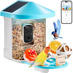 Mangeoire Oiseaux avec Camera Intelligente 2K hd ai Camera Identifie 10000 Especes deOiseaux, 2 Panneaux Solaires, Capture Auto, Notification
