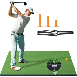 Vevor - Tapis deentrainement de golf, tapis en gazon synthetique de 5 x 5 pieds pour le golf, tapis deentrainement de golf durable avec 3 tees en