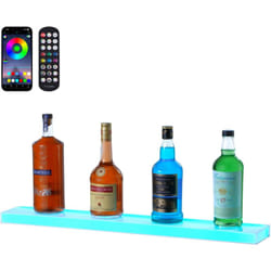 VEVOR Presentoir a Bouteilles Lumineux Eclaire par LED, Etagere a Vins 1 Marche 76,2 cm, Presentoir a Boisson Commercial, en Acrylique, avec