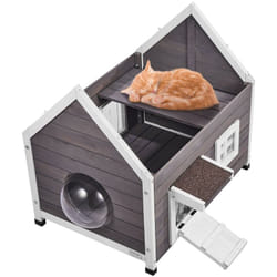 Niche deexterieur resistante aux intemperies pour chats, abri en bois pour plusieurs chats, entree laterale spacieuse, couvercles deentree en pvc,