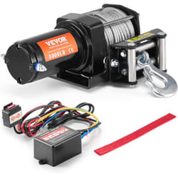 VEVOR Treuil Electrique VTT UTV Capacite de Traction 1361 kg 12 V CC avec Cable en Acier a 7 Brins Φ 0,5 x 1188,7 cm, Controle Filaire, Etancheite
