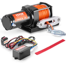 Treuil electrique 1588 kg, 12 v cc treuil pour vtt/utv avec cable synthetique a 12 brins de Φ0,5 x 1188,7 cm, telecommande a distance filaire,