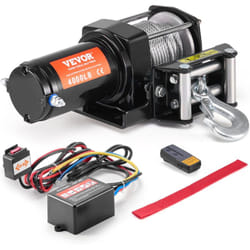 Treuil Electrique vtt utv Capacite de Traction 1814 kg 12 v cc avec Cable en Acier a 7 Brins Φ0,5 x 1188,7 cm, Telecommande Sans Fil et Filaire,
