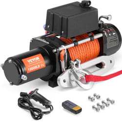Treuil electrique 4536 kg 12 v cc, treuil pour camion avec corde synthetique Φ0,9 x 1981,2 cm, guide-cable, telecommande sans fil et filaire, etanche