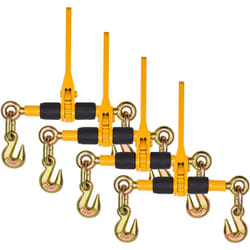 Tendeur a Cliquet pour Chaine deArrimage 6,3-8 mm, Charge de Travail Securisee 1180 kg, Lot de 4, avec 2 Crochets de Prehension, Attaches pour Chaine